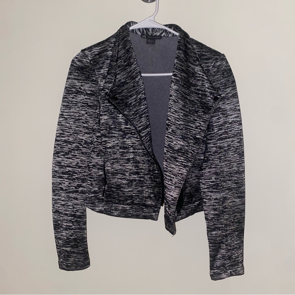 Armani Exchange Womens Short Moto Jacket Size XS Cotton Full Zip Black